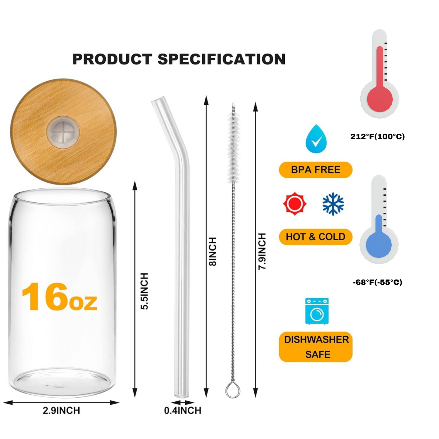 Prime Element Glass Can with UV Resin Bamboo Lid