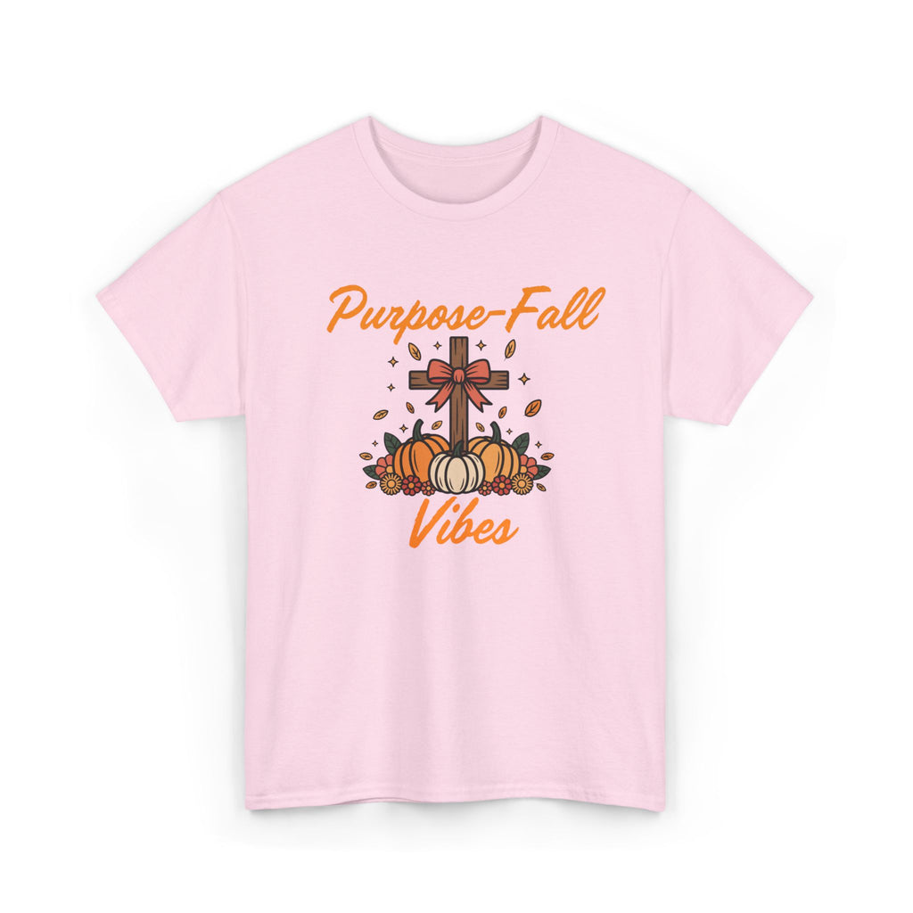Purpose-Fall Vibes Unisex Tee with Cross and Pumpkins