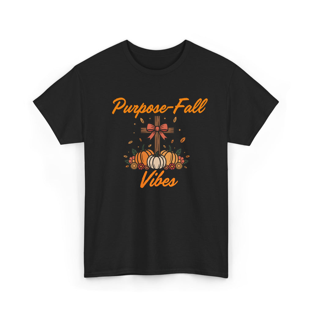 Purpose-Fall Vibes Unisex Tee with Cross and Pumpkins
