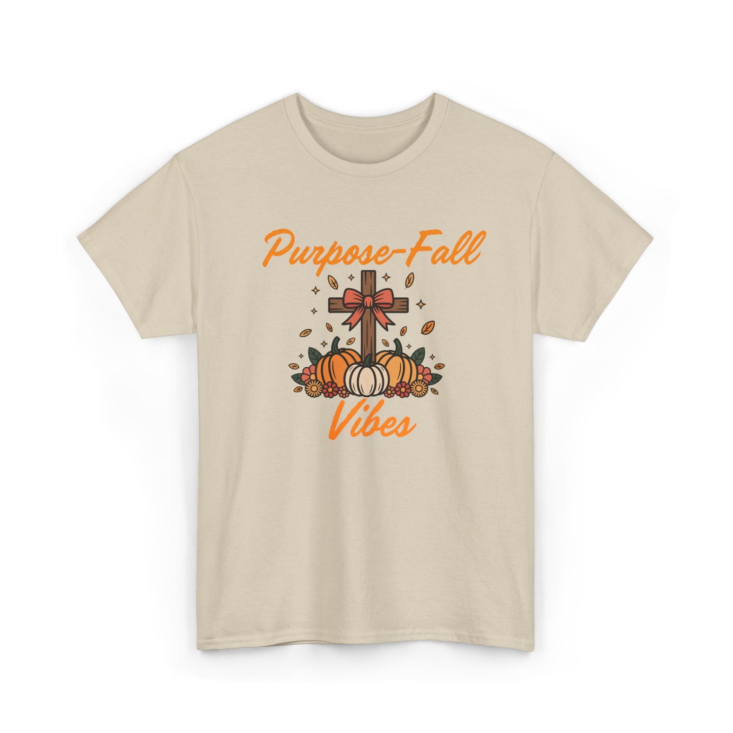 Purpose-Fall Vibes Unisex Tee with Cross and Pumpkins
