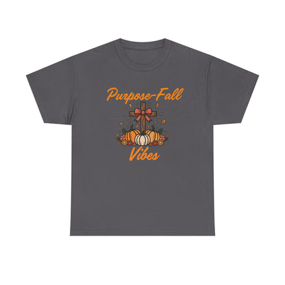 Purpose-Fall Vibes Unisex Tee with Cross and Pumpkins