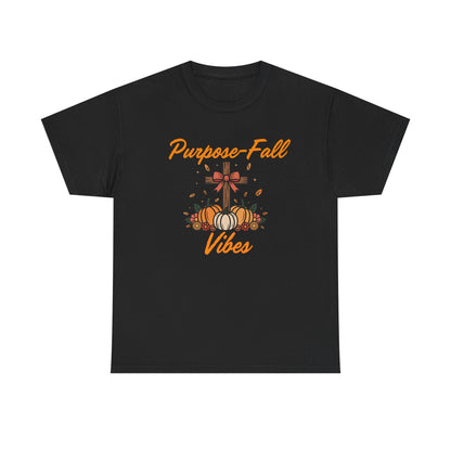Purpose-Fall Vibes Unisex Tee with Cross and Pumpkins