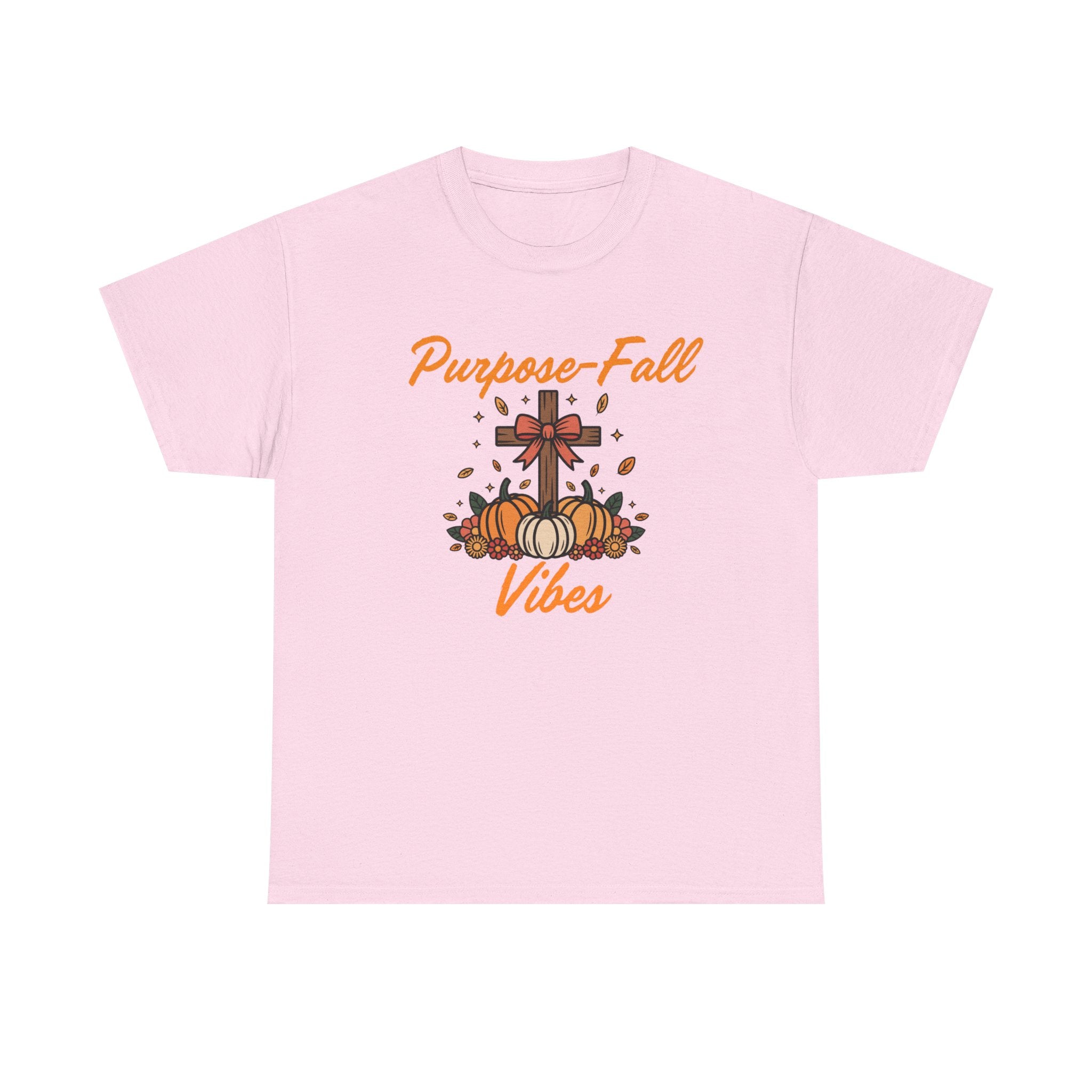 Purpose-Fall Vibes Unisex Tee with Cross and Pumpkins
