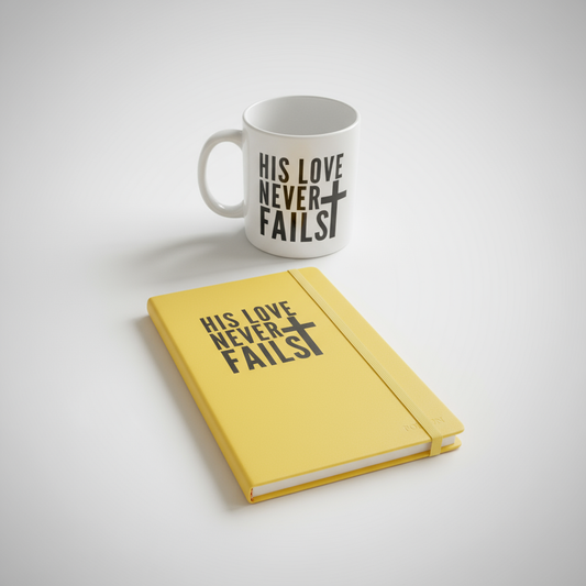 His Love Never Fails Mug and Journal
