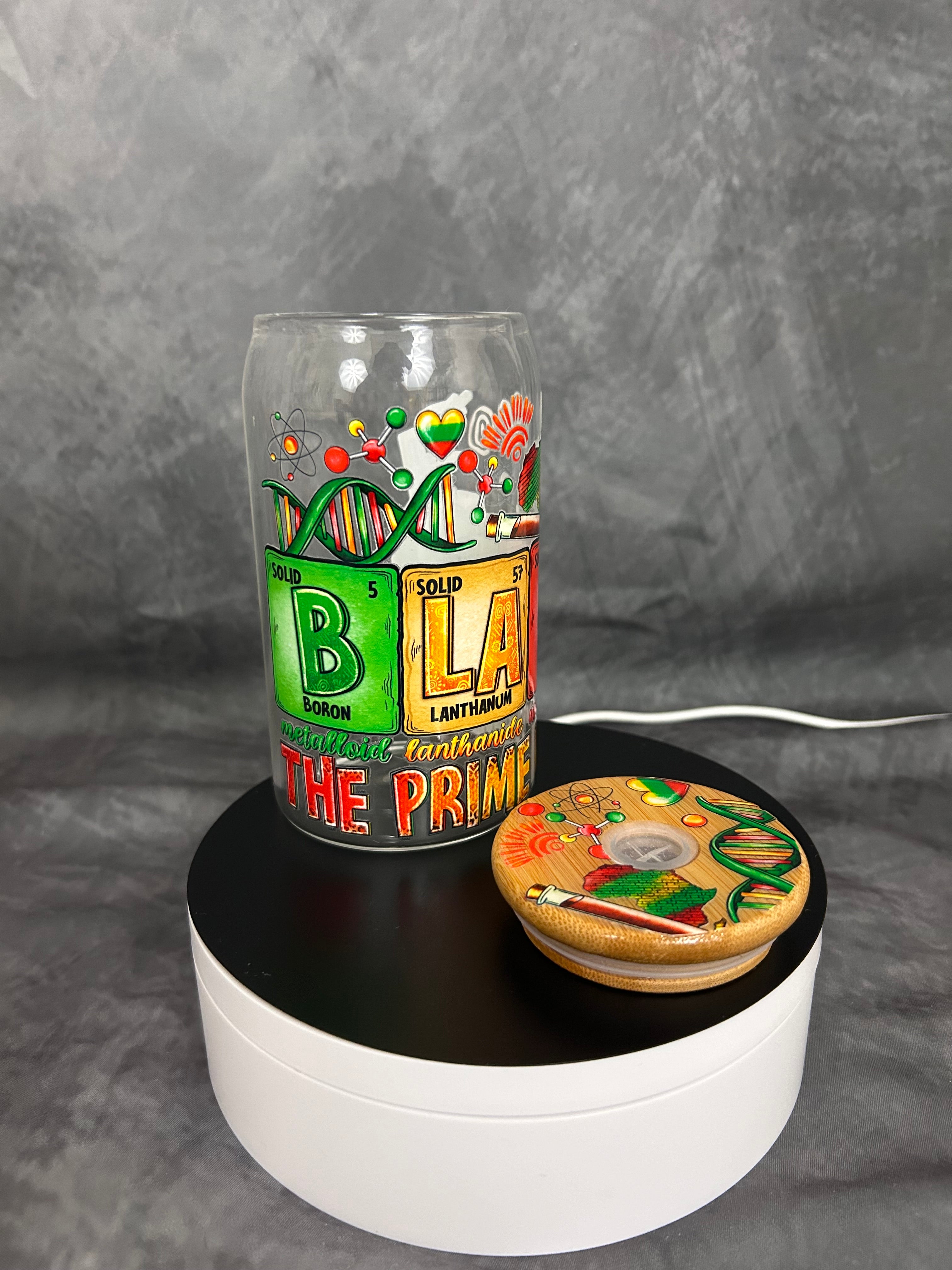 Prime Element Glass Can with UV Resin Bamboo Lid