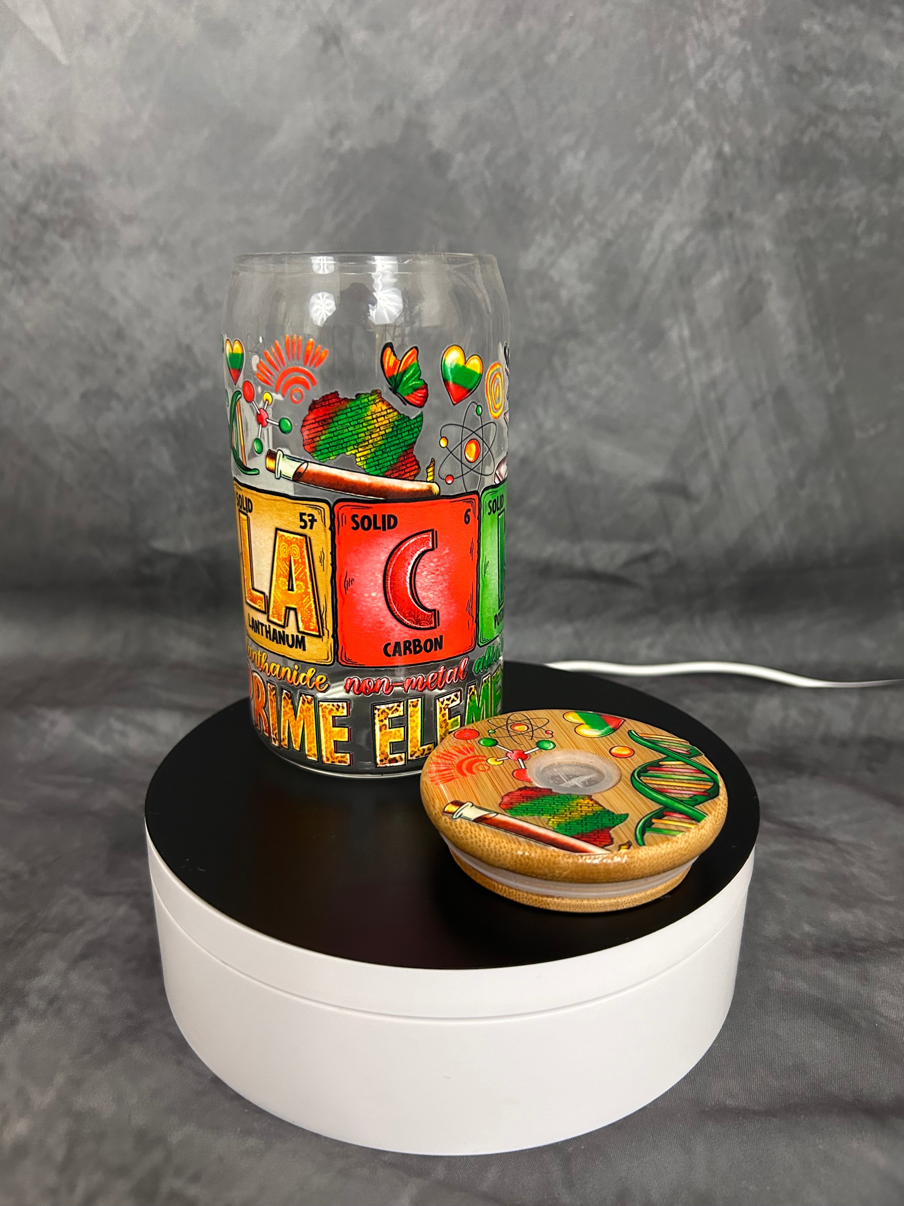 Prime Element Glass Can with UV Resin Bamboo Lid